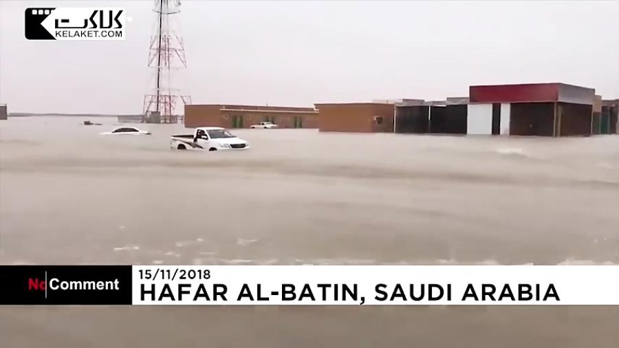 تصاویری از وقوع سیل شدید در عربستان و کویت